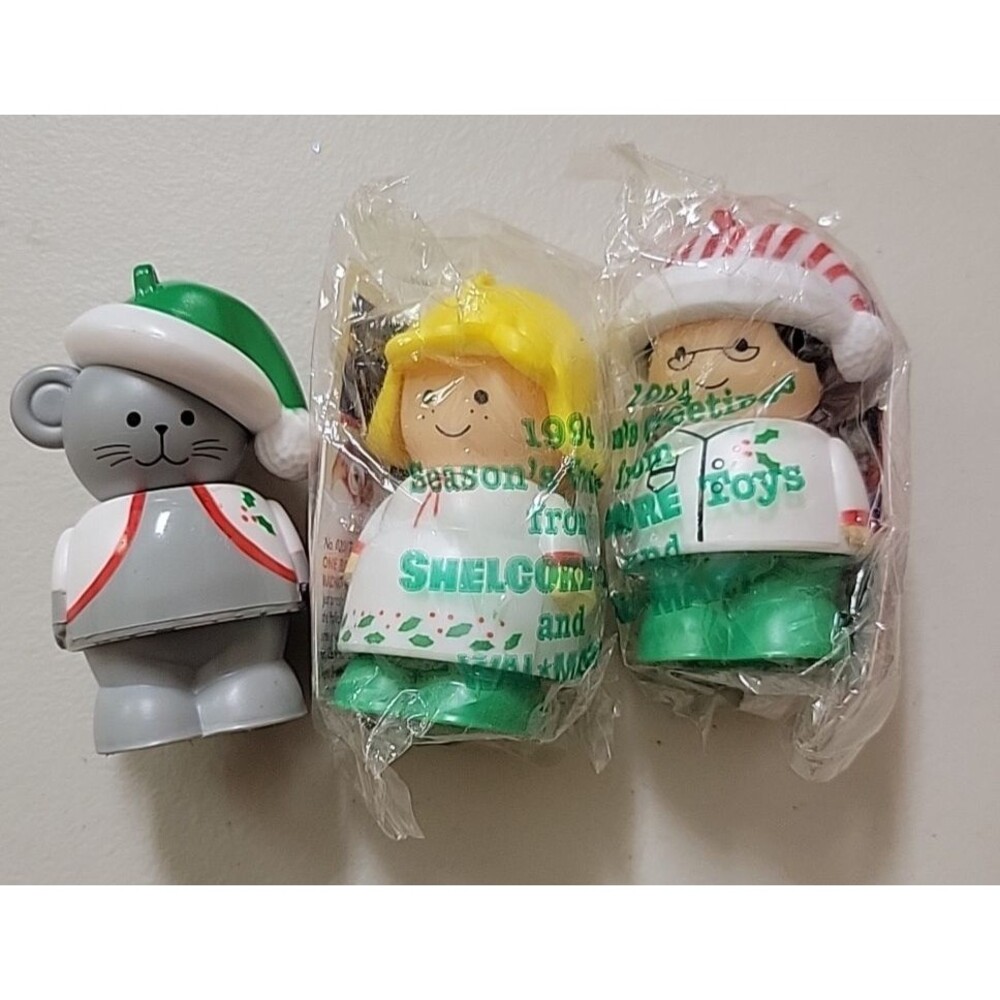 Shelcore Little Chunky People Christmas Bear Green‎ Santa Hat Kids 3pcs